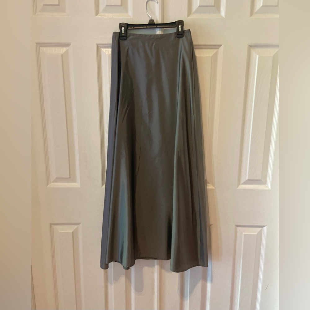 Vintage Star City Floor Length Silver Grey/Gray Maxi Skirt